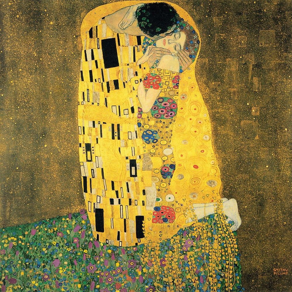 Reprodukcia obrazu Gustav Klimt The Kiss, 90 × 90 cm