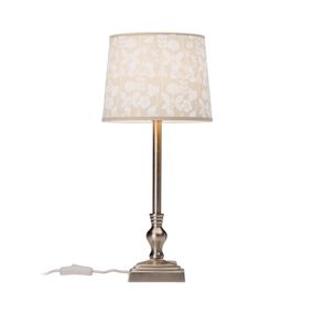 PR Home Lisa lampa chróm matná/béžová kvetinová, Obývacia izba / jedáleň, kov, textil, E27, 40W, K: 45cm