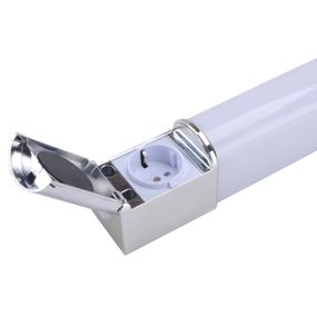 Ledino Kúpeľňové nástenné LED svetlo Lind D so zásuvkou, Kúpeľňa, plast, hliník, 15W, Energialuokka: E, L: 68.2 cm, K: 6.6cm