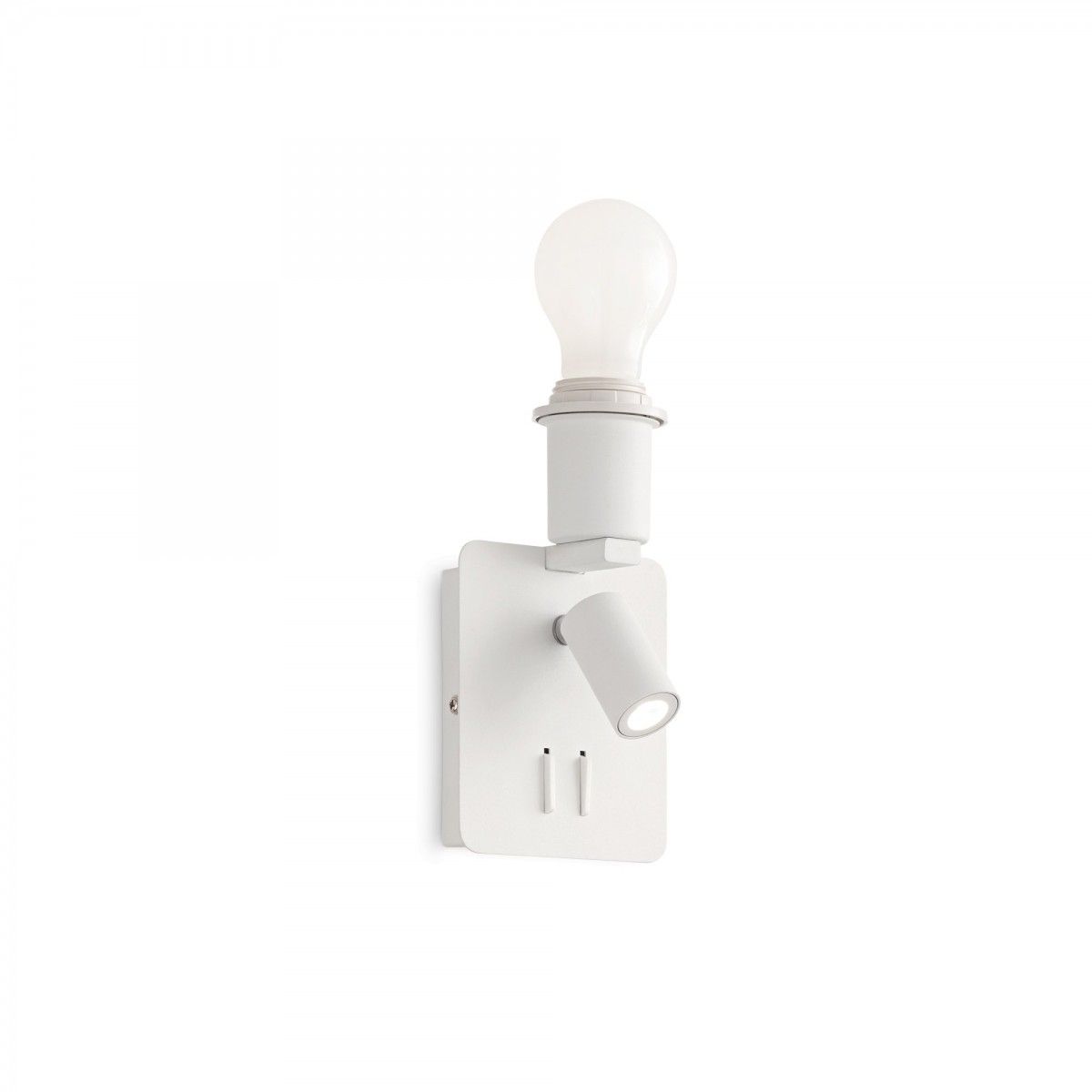 Ideal Lux 239521 nástenná lampička s vypínačom Gea Map bez tienidla 1x60W + 1x3W | 3000K - biela