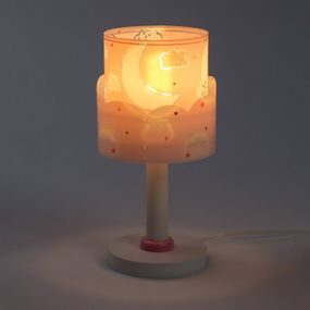 Dalber Detská stolná lampa Moon, ružová, Detská izba, plast, E14, 40W, K: 30cm
