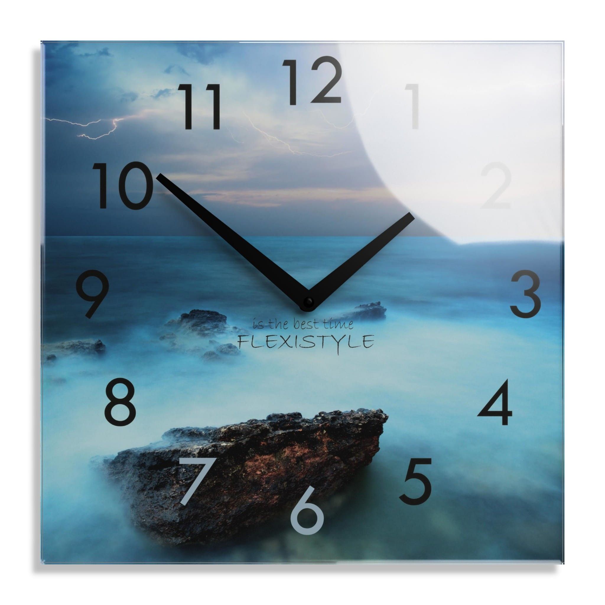 DomTextilu Dekoračné sklenené hodiny 30 cm s motívom oceánu 57313