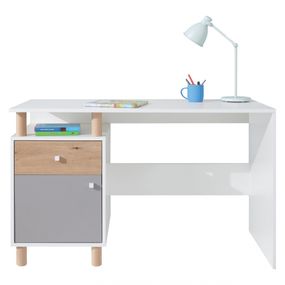 Písací stôl rasmus - biela/sivá/dub artisan