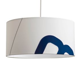 lumbono Závesná lampa Heimathafen plachta 45cm biela/modrá, Obývacia izba / jedáleň, plachtovina, oceľový plech, železný drôt, E27, 60W, K: 22cm