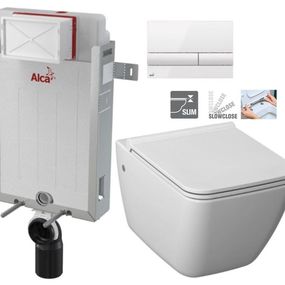 ALCADRAIN Renovmodul - predstenový inštalačný systém s bielym tlačidlom M1710 + WC JIKA PURE + SEDADLO SLOWCLOSE duraplast AM115/1000 M1710 PU2