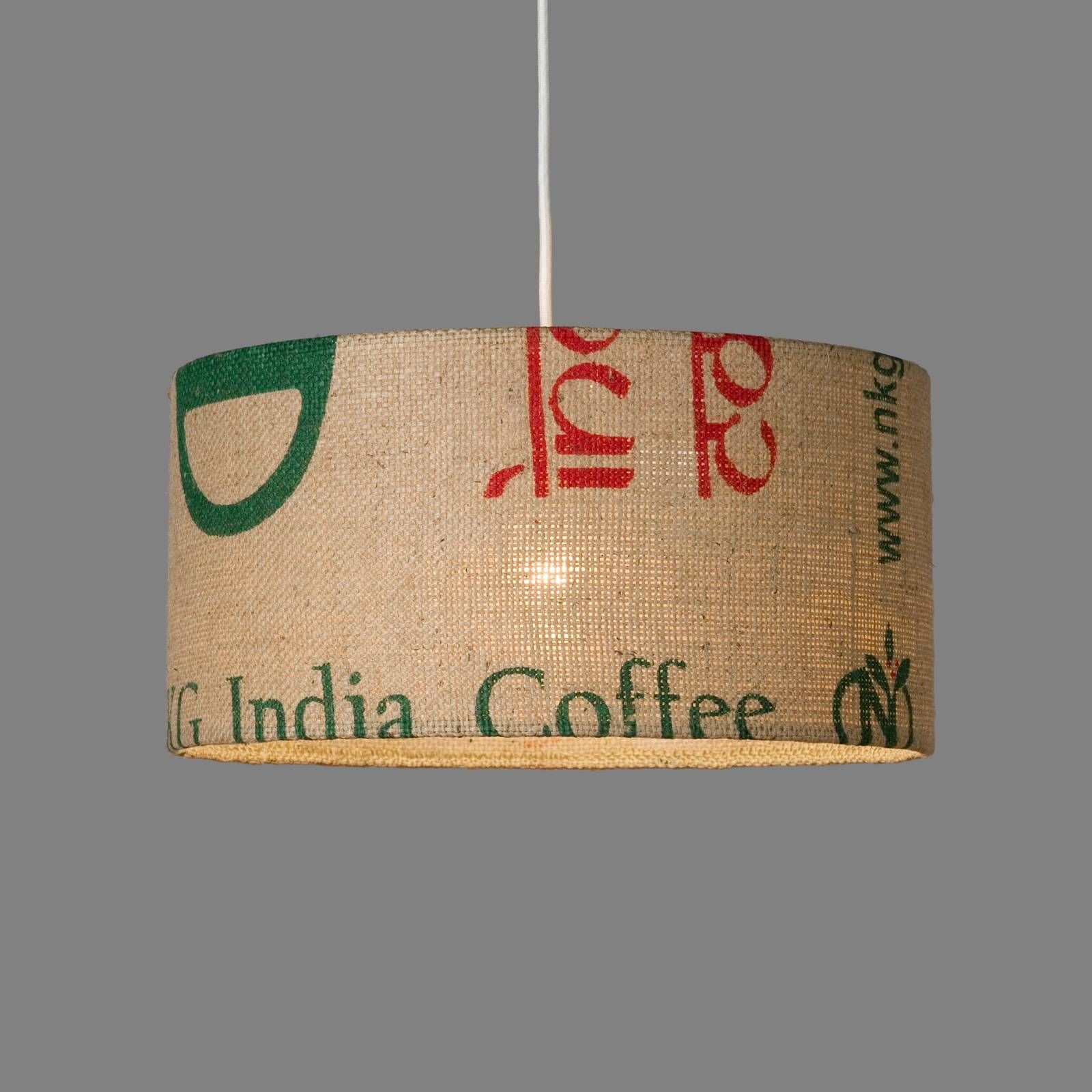 lumbono Závesná lampa N°25 Perlbohne, jutové kávové vrece, Obývacia izba / jedáleň, jutový textil, kov, E27, 60W, K: 22cm