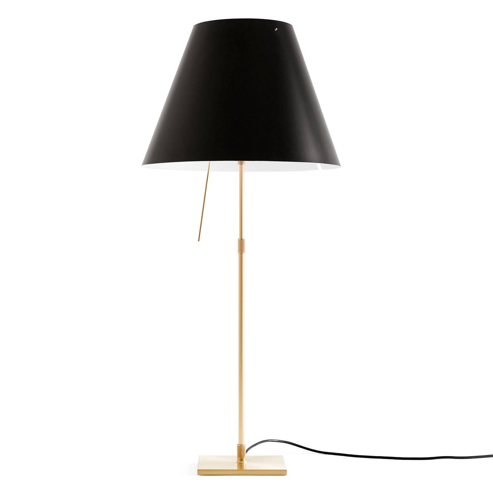 Luceplan Costanza stolná lampa D13 mosadz/čierna, Obývacia izba / jedáleň, hliník, polykarbonát, E27, 140W, K: 110cm