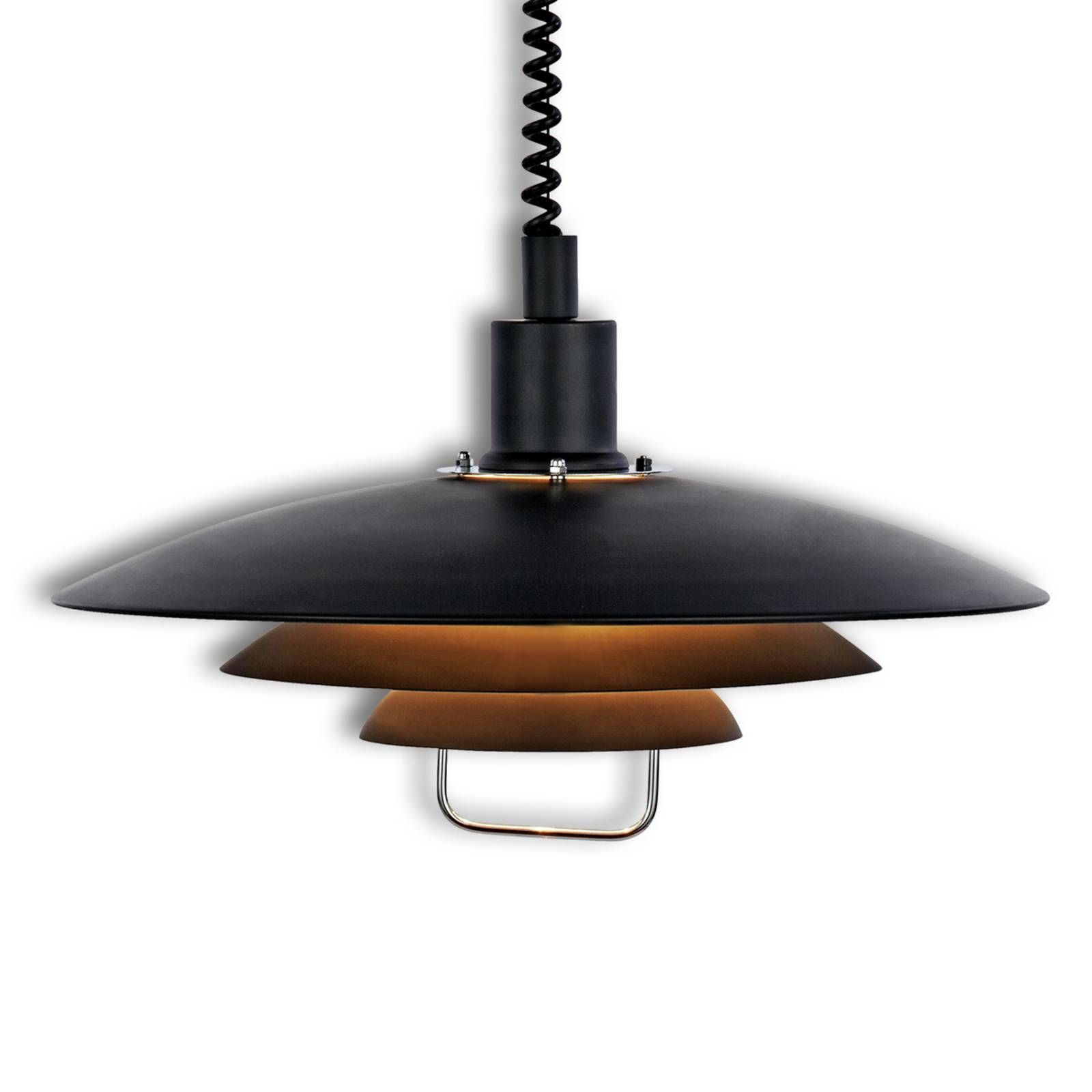 Markslöjd Čierna závesná lampa Kirkenes výškovo nastaviteľná, Obývacia izba / jedáleň, kov, E27, 60W, K: 26cm