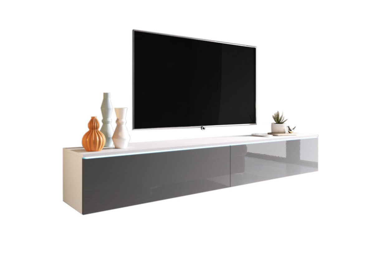 Expedo TV stolík MENDES D 180, 180x30x32, biela/siva lesk