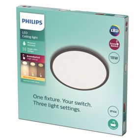 Philips 8719514327283 Super Slim CL550 stropné svietidlo LED D300mm 18W/1500lm 2700K IP44 čierna SceneSwitch