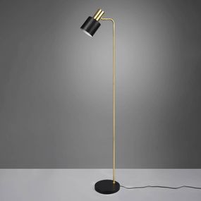 Reality Leuchten Stojacia lampa Adam, 1-plameňová, čierna/zlatá, Obývacia izba / jedáleň, železo, E27, 10W, L: 22 cm, K: 153.5cm
