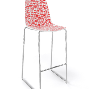GABER - Barová stolička ALHAMBRA ST vysoká, biela/červená/chróm