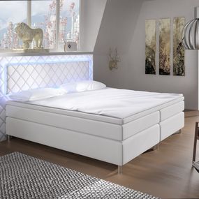 Manželská posteľ Boxspring 140 cm Pius (biela) (s matracmi)