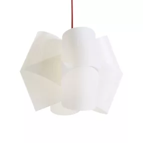 Domus Závesná lampa Julii, bielo-červená Ø 36 cm, Obývacia izba / jedáleň, lunopal, textil, 33W, K: 30cm