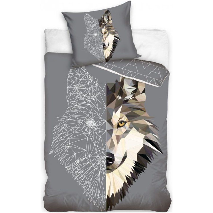 Carbotex · Bavlnené posteľné obliečky Vlk Geometric Art - 100% bavlna - 70 x 90 cm + 140 x 200 cm