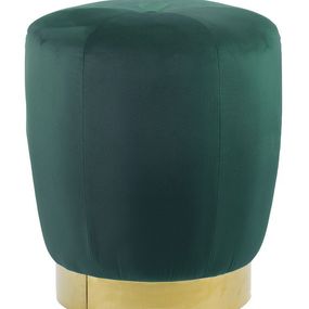 Zelený zamatový puf/ sedák Scarlett so zlatým pruhom – Ø 41*47cm