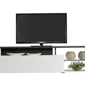 Televízny stolík alaric - biela/dub čierny