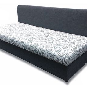 Jednolôžková posteľ (váľanda) 80 cm Lux IV (Sivá 81 + Elite 04 šedé ruže)