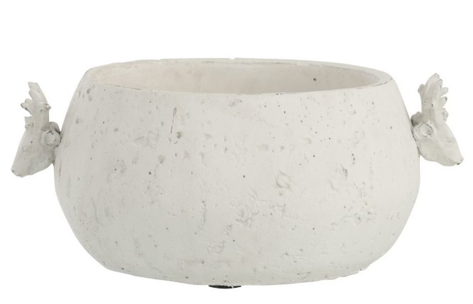 Biely cementová kvetináč s jeleňmi - 30 * 23 * 12 cm
