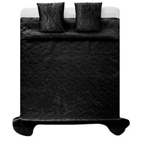 DomTextilu Čierne satenové prehozy na manželskú posteľ so vzormi 220 x 240 cm 17937