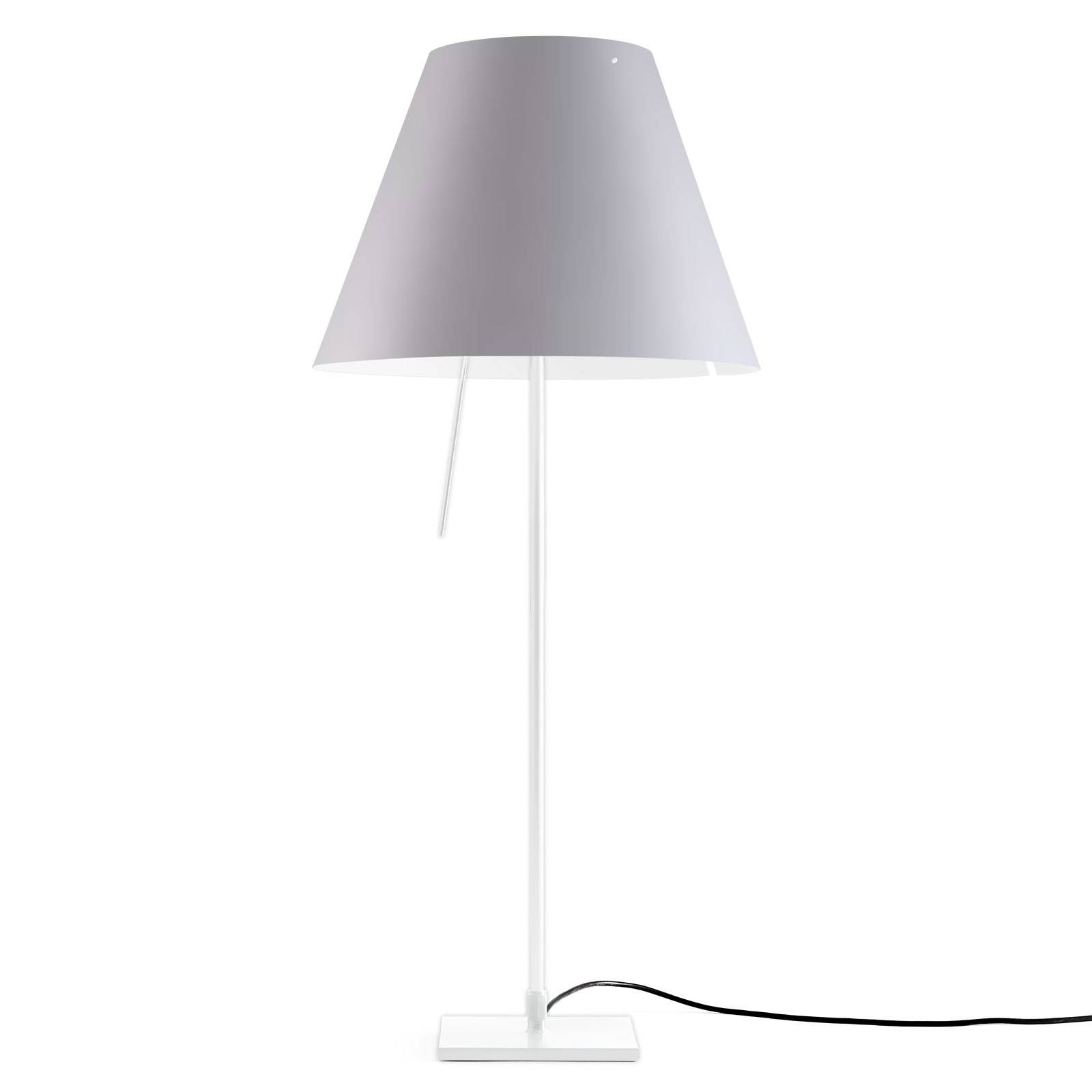 Luceplan Costanza stolná lampa D13if biela/hmla, Obývacia izba / jedáleň, hliník, polykarbonát, E27, 140W, K: 80cm