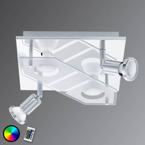 EGLO Štvorcové stropné svietidlo Cabo-C LED RGBW, Obývacia izba / jedáleň, oceľ, sklo, GU10, 4W, P: 25 cm, L: 25 cm, K: 13.7cm