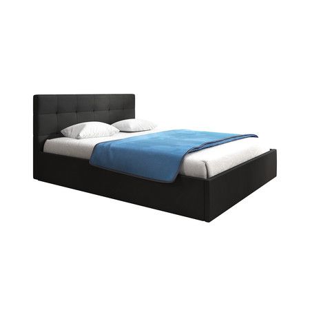 Čalúnená posteľ LAURA rozmer 160x200 cm Čierna eko-koža