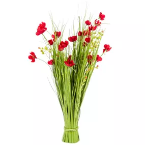 Väzba umelých lúčnych kvetín 80 cm, červená