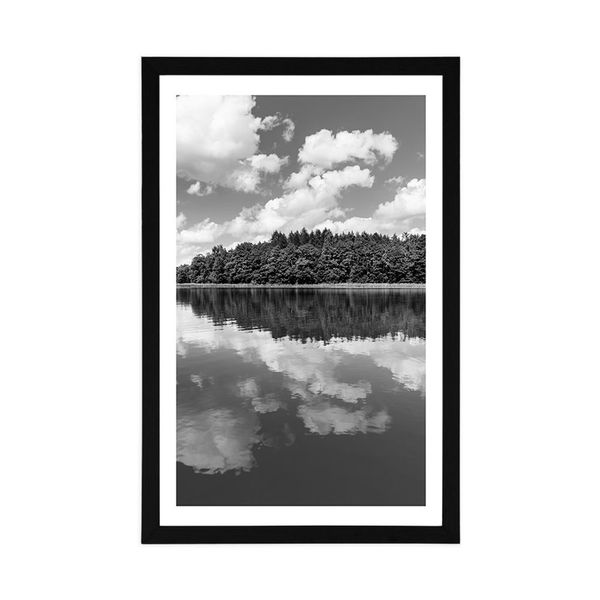 Plagát s paspartou príroda v letnom období v čiernobielom prevedení - 40x60 white