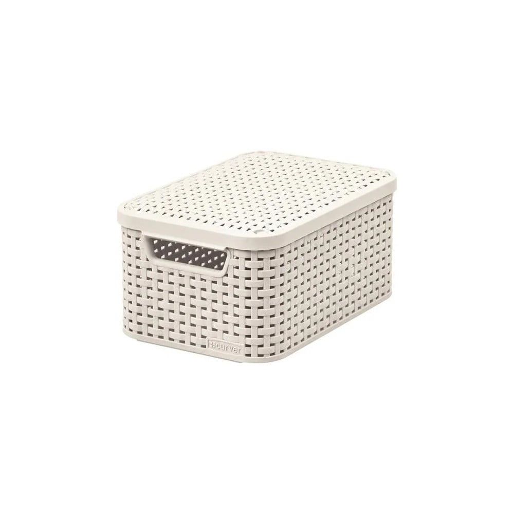 Krémovobiely plastový úložný box s vekom 20x29x14 cm Style – Curver