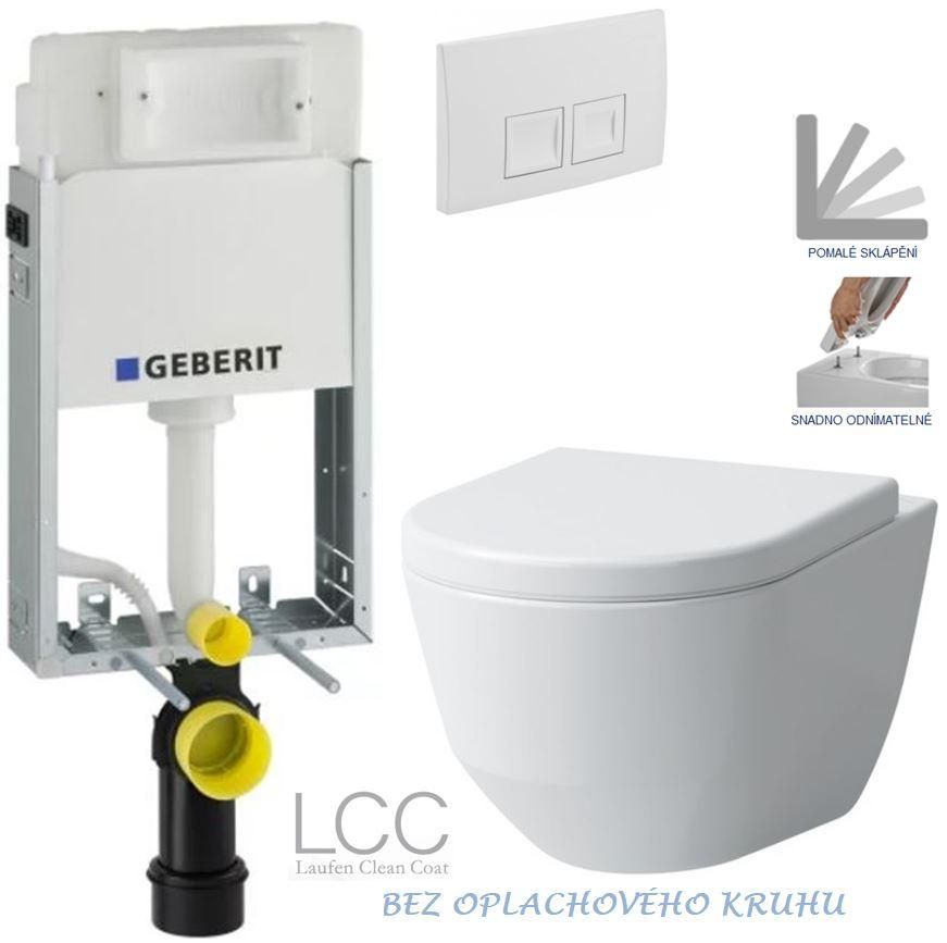 GEBERIT KOMBIFIXBasic vr. bieleho tlačidla DELTA 50 + WC LAUFEN PRO LCC RIMLESS + SEDADLO 110.100.00.1 50BI LP2