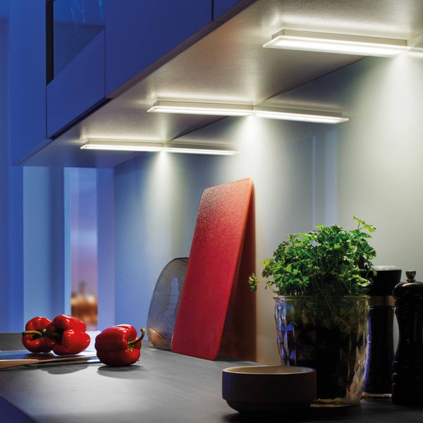 Hera Súprava 3 LED sklenené Line svietidlo teplá biela, Kuchyňa, eloxovaný hliník, sklo, 3.8W, Energialuokka: G, P: 22 cm, K: 3cm