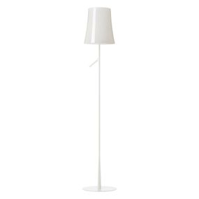 Foscarini Birdie Lettura stojaca LED biela dim, Obývacia izba / jedáleň, polykarbonát, lakovaná oceľ, kov, 8.4W, K: 150cm
