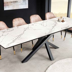 Rozťahovací keramický stôl Paquita 180-220-260 cm biely mramor