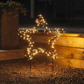 Konstsmide Christmas Kovová LED hviezda, čierna s hrotmi do zeme, kov, plast, 0.024W, L: 65 cm, K: 83cm