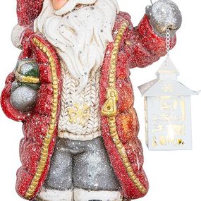 Dekorácia MagicHome Vianoce, Santa s lampášom, LED, keramika, 2xAAA, 26x18x42 cm