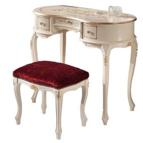 Estila Luxusný barokový masívny toaletný stolík Clasica s tromi zásuvkami a zlatým ornamentálnym zdobením 93cm