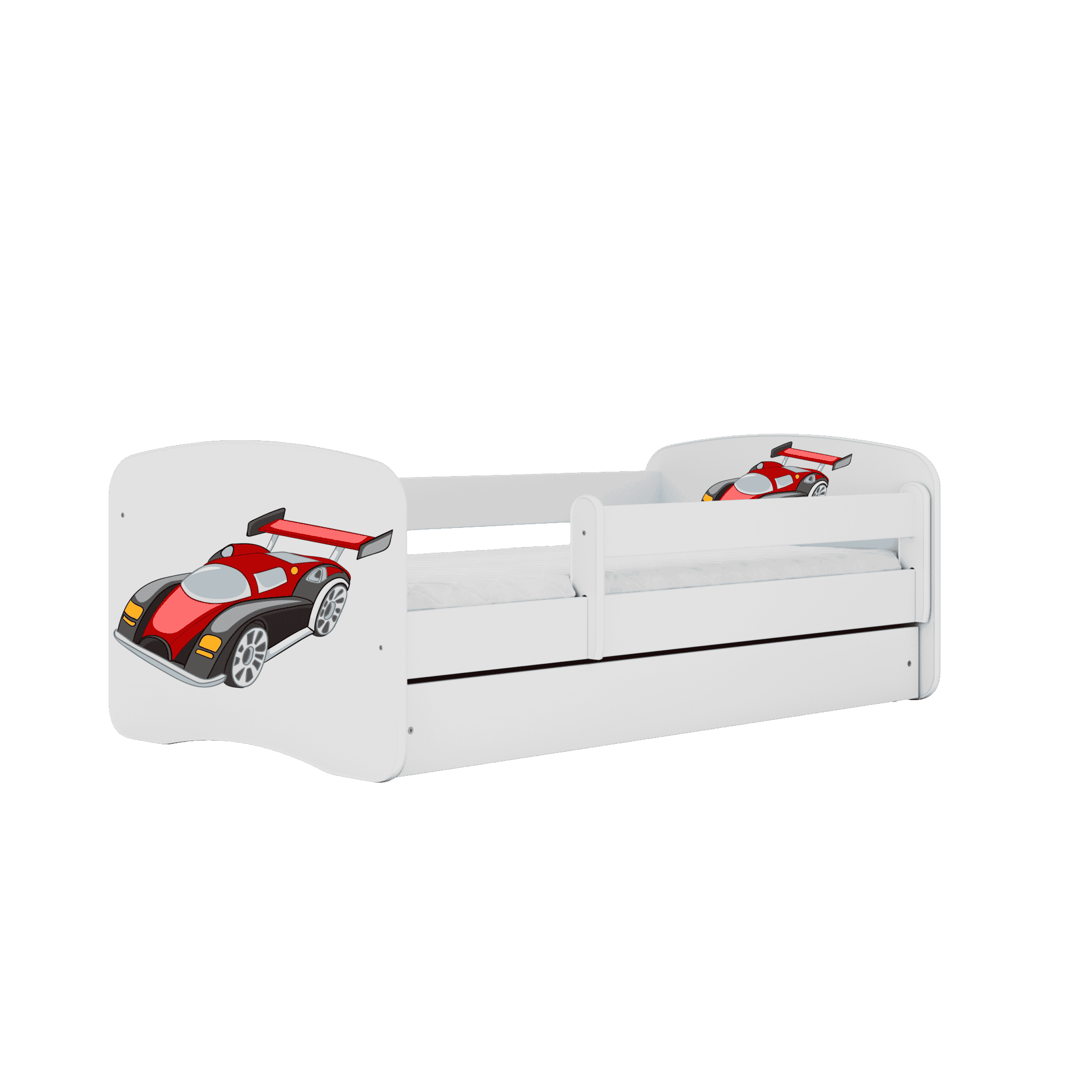 Letoss  Detská posteľ BABY DREAMS 140/70- Pretekárske auto Biela S matracom Bez uložného priestoru