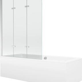 MEXEN/S - Cube obdĺžniková vaňa 170 x 80 cm s panelom + vaňová zástena 120 cm, transparent, chróm 550517080X9012030100