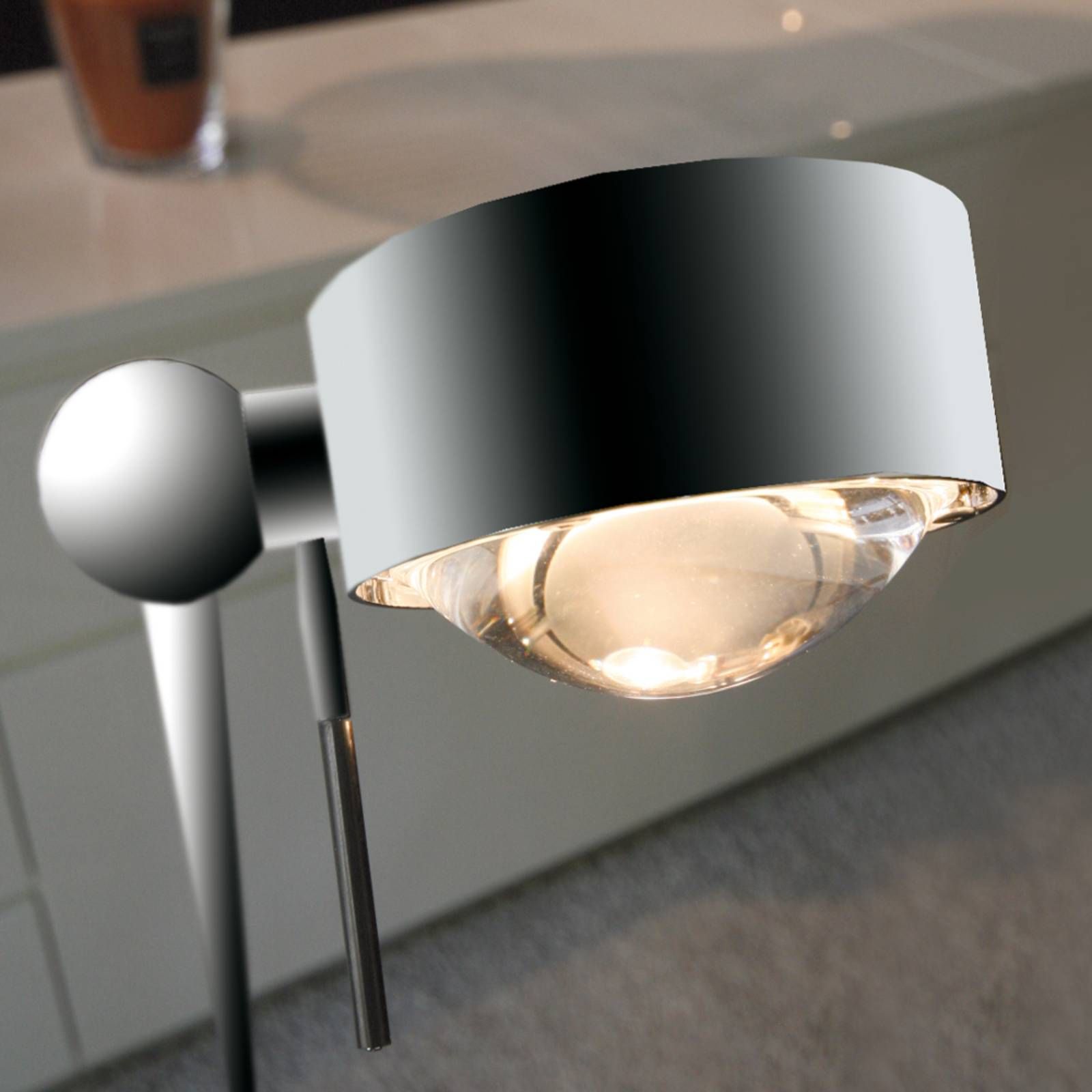 Top Light Lampa PUK FLOOR chróm matná posuvný stmievač, Obývacia izba / jedáleň, kov, sklo, G9, 48W, K: 125cm