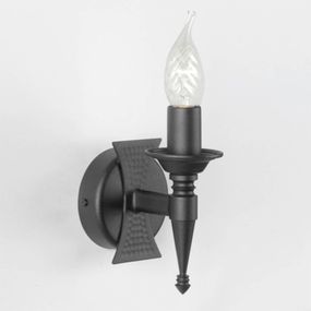 Elstead Stredoveké nástenné svietidlo SAXON 1-pl. čierne, Obývacia izba / jedáleň, železo, E14, 60W, L: 10 cm, K: 17cm