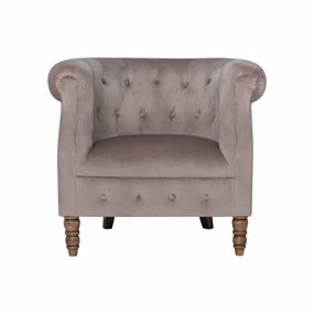 Estila Chesterfield kreslo Westend s béžovým zamatovým poťahom so zdobenými nožičkami 84cm