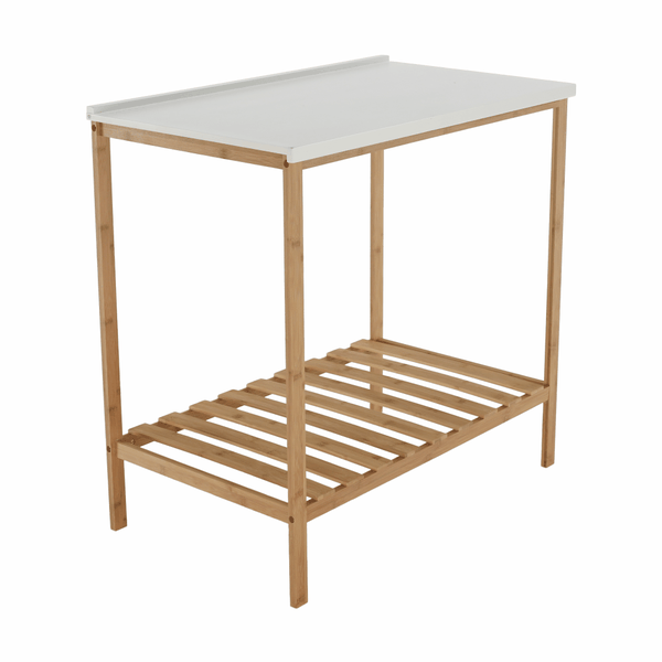 Stôl s policou, prírodná/biela, SELENE TYP 5