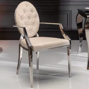 LuxD 25368 Dizajnová stolička s opierkami Rococo II béžová
