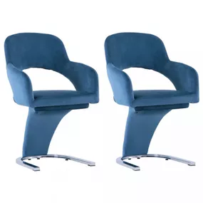 Jedálenská stolička 2 ks zamat / chróm Dekorhome Modrá