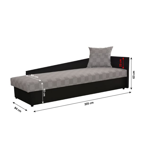 Jednolôžková posteľ (váľanda) Judit P - čierna / vzor (M35)