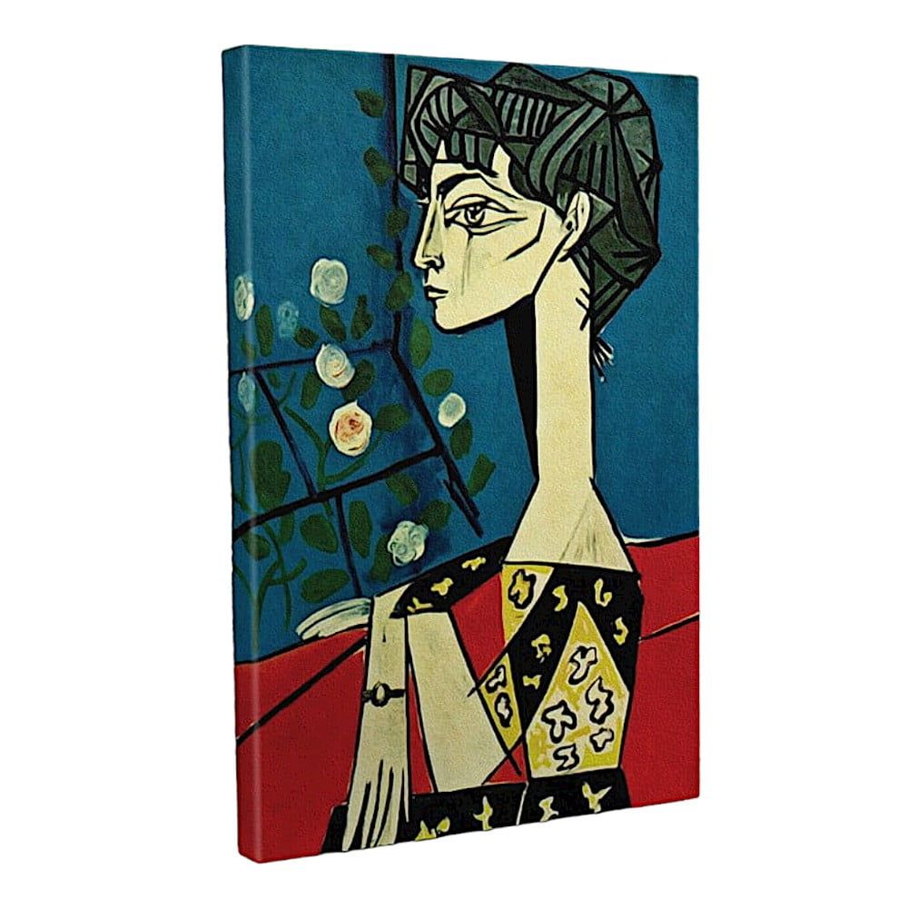 Nástenná reprodukcia na plátne Pablo Picasso Jacqueline with Flowers, 30 × 40 cm