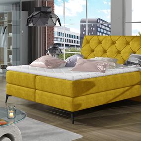 Čalúnená manželská posteľ s úložným priestorom Lazio 140 - žltá
