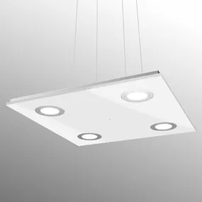 Evotec Štvorcové závesné LED svietidlo Pano, biele, Obývacia izba / jedáleň, ušľachtilá oceľ, akryl, 16W, Energialuokka: E, P: 35 cm, L: 35 cm