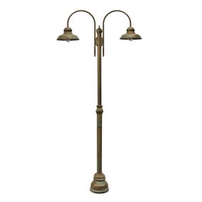 Moretti Luce Stĺpová lampa Luca mosadz antická meď, dve svetlá, starožitná mosadz, E27, 75W, L: 125 cm, K: 308cm